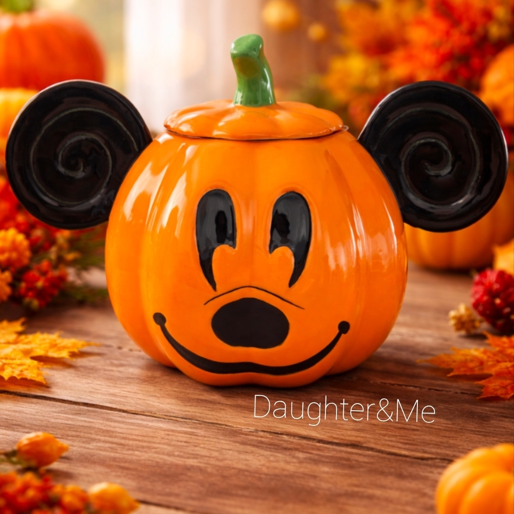 Disney Orange and Black Mickey Pumpkin Jar